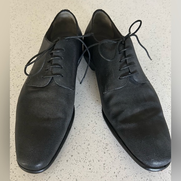 Hugo by Hugo Boss Classic Black Men's textured leather Hureb  Dress Shoes size 8 - Picture 1 of 6